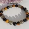 Bracelet Protecteur en Tourmaline noire, Oeil de tigre et Labradorite-8mm
