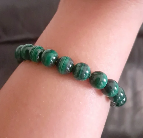 Bracelet en Malachite AA, Boule 8mm – Image 2