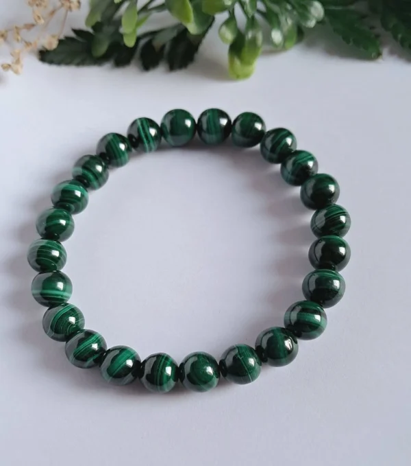 Bracelet en Malachite AA, Boule 8mm