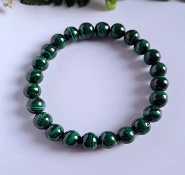 Bracelet en Malachite AA, Boule 8mm – Image 3