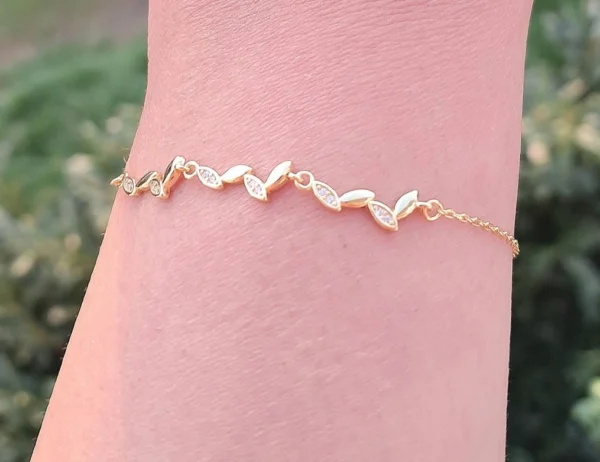 Bracelet motif feuille en argent 925 – Image 2