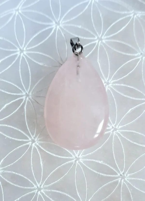 Pendentif Larme en Quartz rose, 3cm – Image 3