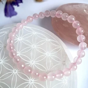 Bracelet Amour, Sérénité en Quartz rose -8mm - 6mm