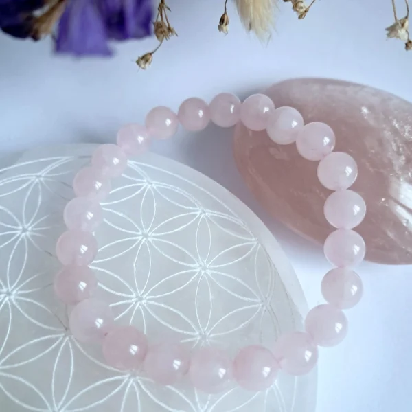 Bracelet Amour, Sérénité en Quartz rose -8mm – Image 2