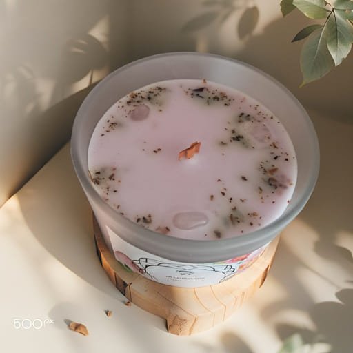 Bougie Parfumée 'Amour' Quartz Rose + Rose 256g – Image 2