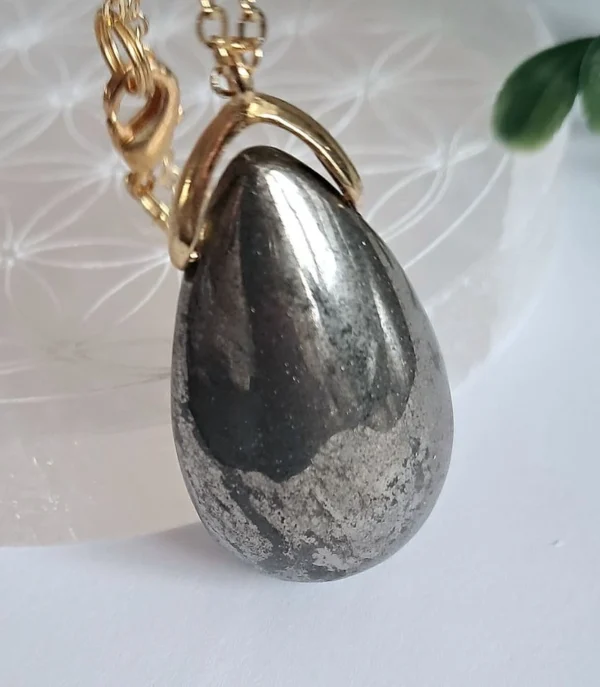Pendentif goute en Pyrite A+ – Image 3