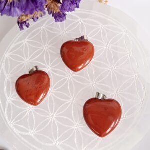 pendentif coeur en jaspe rouge